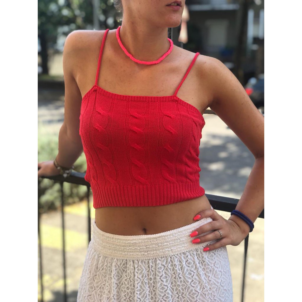 Top corto lavorato a trecce | Caterina