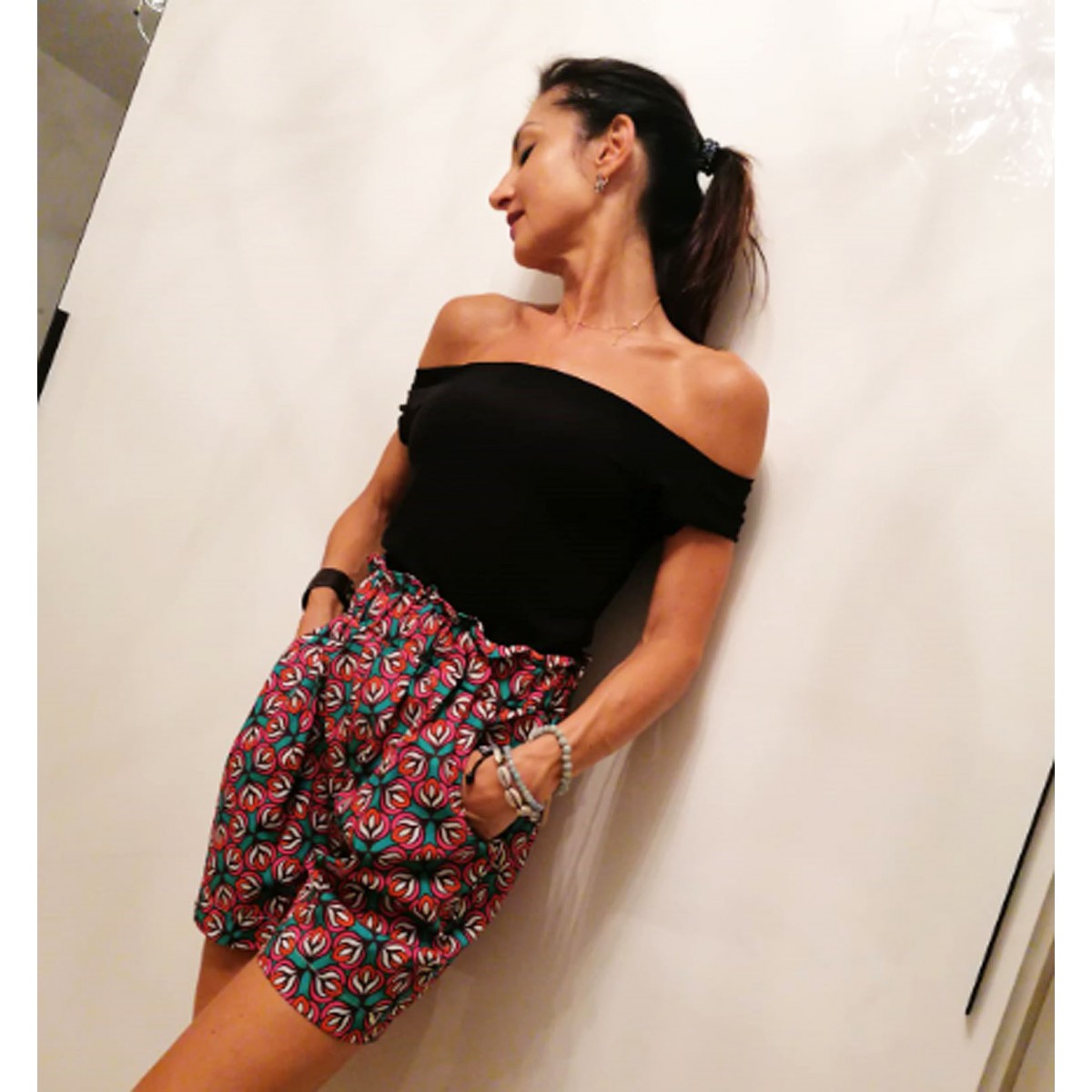 Shorts cotone fantasia geometrica |