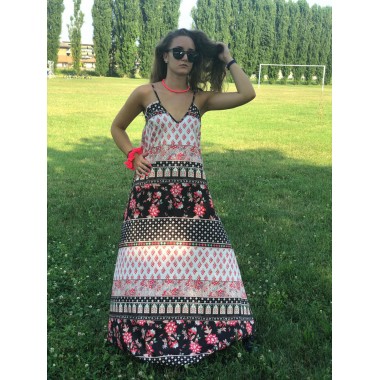 Abito lungo tessuto leggero a fantasia |